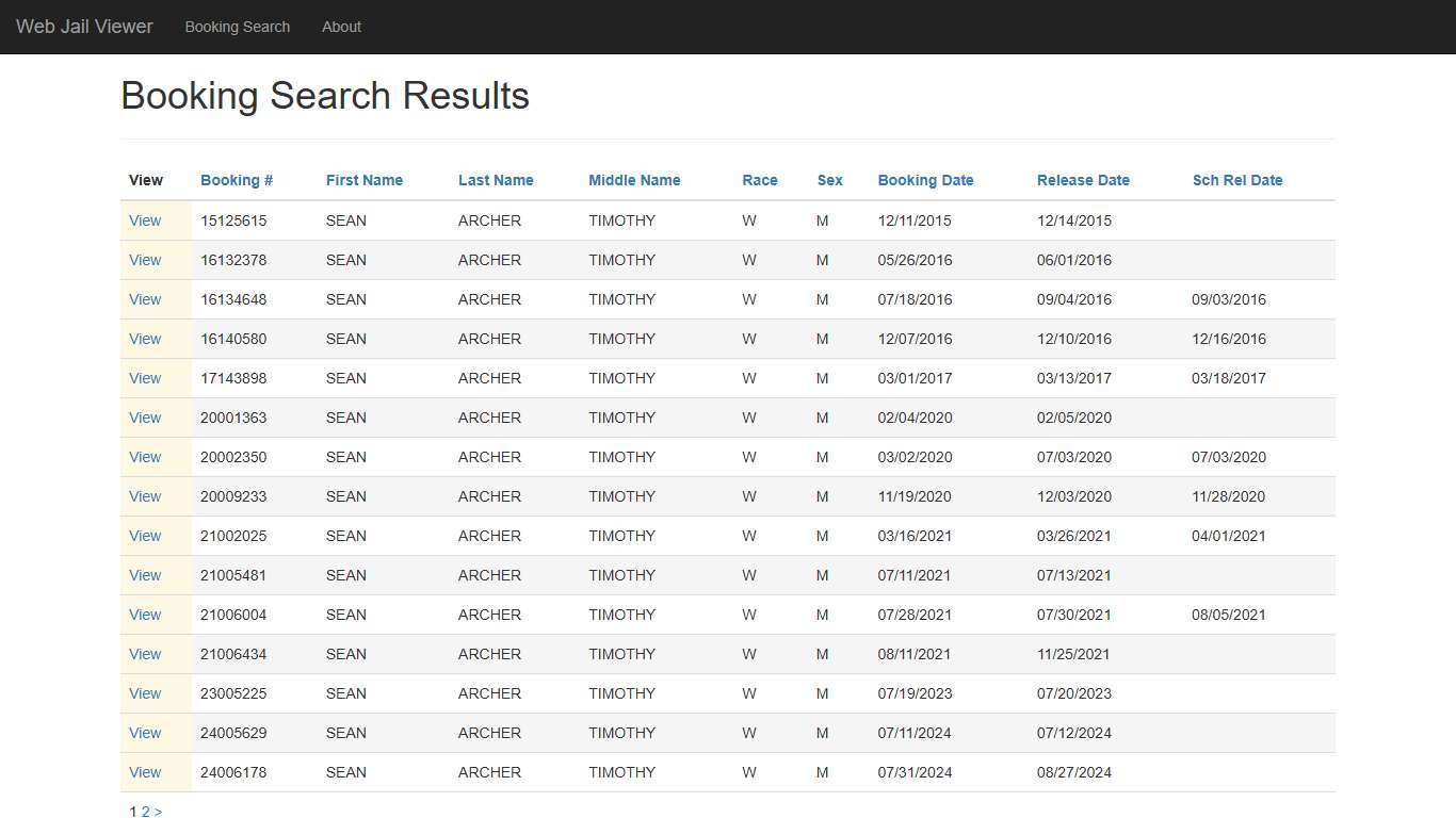 BookingSearchDetail - Web Jail Viewer